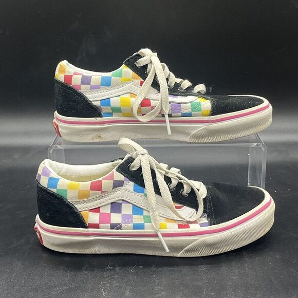 Vans Rainbow Checkered Sneaker Kids size 2 4000870156 colorful casual school - Picture 1 of 7